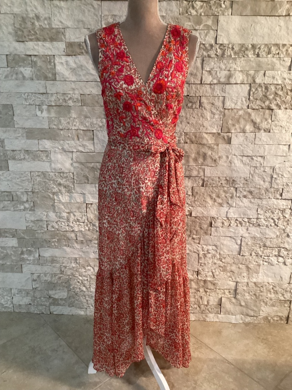 Ranna Gill Alexandra Embroidered Wrap Maxi Dress by Anthropologie